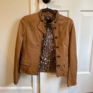 BCBG MaxAzria Caramel colored leather jacket size xs